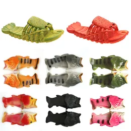Designer Slides roliga tofflor Womens Shoes Family Residential Shoes Men Blus Summer Beach Slipper Boys Unisex Ny Fish Lobster Slippers