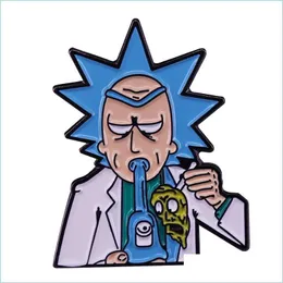 Tecknad accessoarer Mad Scientist Rick Smoking Dab Rig Enamel Pin Eesthetic Brosch Mtiverse AD Cartoon TV Show Drop Delivery Baby, Ki Dhftl