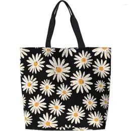 Shopping Bags Daisy Large Tote Bag For Women Reusable Sunflower Beach Shoulder Handbag Waterproof Travel Grocery