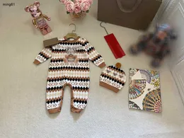 Brand infant jumpsuits Doll Bear Pattern boys girls Knitted set Size 59-90 Open file design newborn baby Crawling suit Jan10