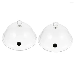 Set di stoviglie 2 pezzi Cloche Coperchio a cupola Infusore Campana Espositore da cucina per piatti Bicchieri Ciotole Fumatore Trasparente