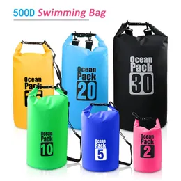 Bolsas Bolsa de natación impermeable 500d, saco seco de 2/5/10/15/20/30l, bolsas de equipo seco flotantes impermeables para canotaje, pesca, Rafting, natación