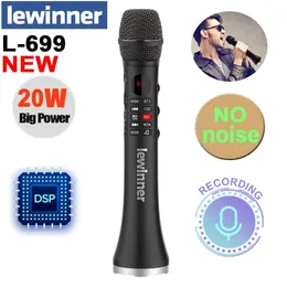 Microfones Lewinner L699 Profissional Karaokê Microfone Sem Fio Speaker Portátil Bluetooth Microfone para Suporte de Telefone Gravação TF Play