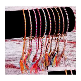 Очарование браслетов ручной ткани плетеной веревочной веревки браслет дружбы Пляж богемный полиэстер нитя для женщин для женщин ювелирные украшения Gi dh6ho