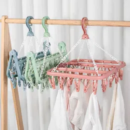 Hangers Racks 32 Clips Folding Clothes Dryer Hanger Windproof Socks Underwear Drying Rack Household Children Adults Storage Laundry Rackvaiduryd