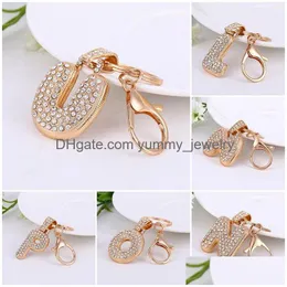 A-Z Letter Key Chain Creative Rhinestone Crystal 26 English Initial Resin Handbag Keyring Accessories For Drop Delivery Dhwrb