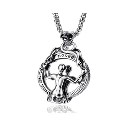 Pendant Necklaces Stainless Steel Vintage Mirror Devil Skl Punk Rock Necklace Jewelry Gift For Him With Chain2813113 Drop Delivery Dhdlz
