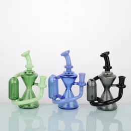 Retail 3 Colors Glass Bong Recycler Water Pipe/Smoking Glass Water Bong/Recycler Dab Rig Glass Bongs Pipe