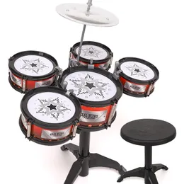 Simulering Drum Set Junior Drums Kit Jazz Percussion Music Instrument Development Toys for Children Kid Gifts 240112
