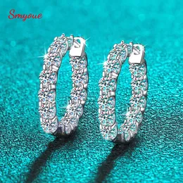 Smyoue 18k Plated Total 26CT Full Hoop Earring for Women Sparkling Wedding Party 925 Sterling Silver Jewelry 240112