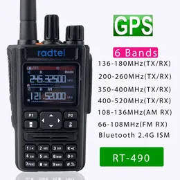 Talkie Radtel RT490 GPS Blutooth APP Amatoriale Ham Radio bidirezionale 256CH Air Band Walkie Talkie USBC VOX SOS LCD Polizia Scanner Aviazione