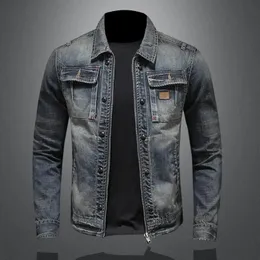 Men's Retro Classic Denim Jacket Autumn Street Trend Handsome Riding Windproof Men's Clothing High Street Casual Lapel Jacket 240113