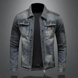 Herren-Retro-Klassiker-Jeansjacke, Herbst-Straßentrend, hübsches Reiten, winddichte Herrenbekleidung, High-Street-Casual-Reversjacke 240112