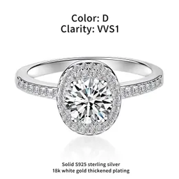 1 Karat Moissanit Taubenei Oval Sterling Silber vergoldet Weißgold High Definition D Diamant Ring Damen Hochzeitstag Schmuck Dro Dhy58