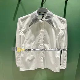 Camicia a maniche lunghe di design da donna T-shirt con strass Top casual di alta qualità T-shirt traspirante autunno-primavera