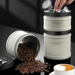 Vacuum Sealed Tank 304 Stainless Steel Airtight Coffee Beans Jar Kitchen Grains Candy Food Container Keep Fresh Storage Jar 240113