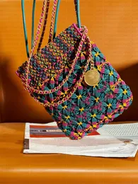 10A najwyższego poziomu tkaninowa torba crossbody z kolorową odznaką łańcucha lustrzana jakość kobiet torba łańcuchowa