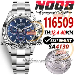 NF V5 TH 12.4mm 116509 SA4130 Kronograf Otomatik Erkekler İzle Mavi kadran çubuk işaretleri 904L Paslanmaz Çelik SS Bilezik Süper Edition Trustytime001 Bilek Saatleri