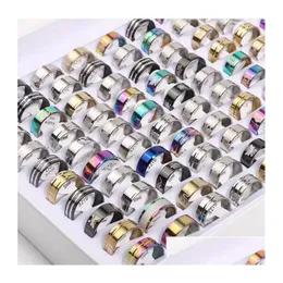 Anéis de banda Mticolor Anéis de banda de aço inoxidável para mulheres homens misturam estilo diferente festa jóias presentes em entrega por atacado jóia dhvuc