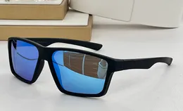 Matte Black/Blue Mirror Sporty Sunglasses Mens Sonnenbrille Shades Sunnies Gafas de sol UV400 Eyewear with Box