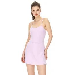 Lu vestido de tênis yoga roupa exercício ll emagrecimento vestidos de uma peça com bolso golfe ginásio deslizamento fitness vestido feminino bft1026