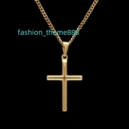 Gold-Kreuz-Anhänger-Halskette für Männer und Frauen mit 60 cm langer kubanischer Gliederkette oder vergoldeter Box-Kette. Neuer modischer Hip-Hop-Halskettenschmuck