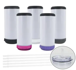 New arriving 16OZ Sublimation 4 In 1 Speaker Tumblers 5 colors bluetooth tumbler with two lids and plastic straw DHL6784029
