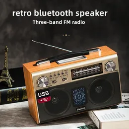 مكبرات صوت خشبية رجعية لاسلكية مكبر صوت بلوتوث عالي الجودة Triband FM Radio SPERWOOFER Home Stereo Card Mobile TF