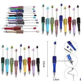 Ballpoint Pens Wholesale Diamond Add Bead Diy Pen Ballpoint Pens Beads Customizable Lamp Work Craft Writing Tool Drop Delivery Office Dhzre