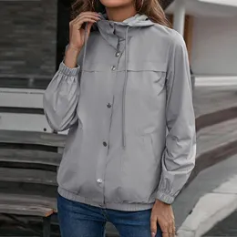 Solid Casual Mantel Damen Outdoor Bergsteigen Kleidung Herbst Winter Graben Sport Sonnencreme Outwear Wasserdichte Jacke 240112