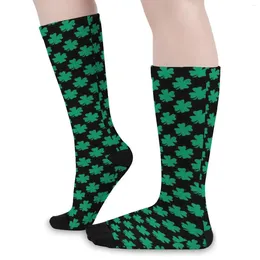 Calcetines de mujer trébol verde otoño medias del Día de San Patricio moderno femenino transpirable impreso al aire libre antibacteriano