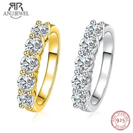 Anujewel 4mm D renk alyans yüzük 925 STERLING Gümüş 18K Altın Kaplama Görev Halkaları Toptan 240112