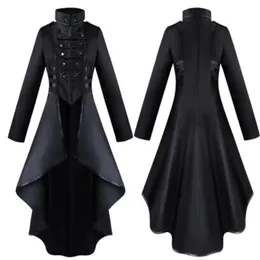 Vrouwen Middeleeuws Victoriaans Kostuum Tuxedo Tailcoat Gothic Steampunk Trench Onregelmatige Zoom Vintage Japon Outfit Jas Lente Herfst 240112