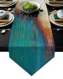 Винтажный стиль синий бежевый Art Table Runner для свадьбы el Party Runners Современный торт Цветочная скатерть Украшение дома 240112
