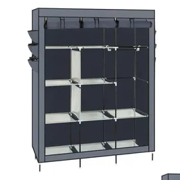 Bedroom Furniture Heavy Duty Portable Closet Storage Organizer Wardrobe Clothes Rack Shees Gray275M Drop Delivery Home Garden Dhdah