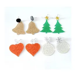 Cute Fashion Dangle Earrings Acrylic Heart Bells Christmas Tree For Women Girls Xmas New Year Drop Delivery Otcgt