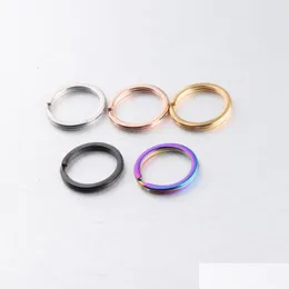 2x25mm Rainbow Round Circle Gold Sier Color Keychains Metal Key Chain Ring Split Rings Uni Keyring KeyFob Holder Accessories Diy Drop Dhxtf