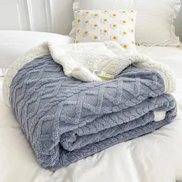 Cobertor xadrez macio quente lã inverno cobertores para adultos crianças sólida sofá cama capa edredão pelúcia inverno lance colcha para camas 240113