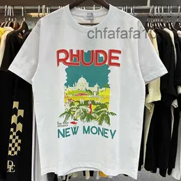 Мужские футболки Rhude Футболка Замок Кокосовая пальма Подоконник Живописный Повседневный Свободный дышащий футболка с коротким рукавом Мужчины Женщины Пары Топ Teecategoryxgwzcateg GU8U