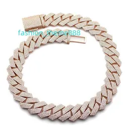 Moissanite halsband 20mm breda 3 rader Ice Diamond Hip Hop Fashion VVS Moissani herrkedja kubanska guld smycken halsband armband länkar män och kvinnliga gåvor