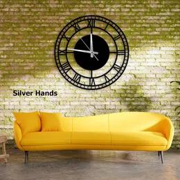 Relógio de parede, relógio de parede grande, relógio de parede circular exclusivo, relógios extra grandes de metal silencioso, relógio de parede com algarismos romanos