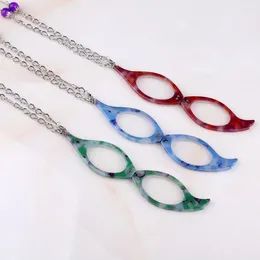 Sunglasses Necklace Pendant Camouflage Folding Reading Glasses HD Reader Long Sweater Chain Magnifying Handheld