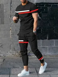 Męskie spodnie dresowe 2 -częściowe zestawy letniej odzieży sportowej TEES TEE SHIRTLONG SCETPANTS OUNKUSIONE MĘŻCZYZNE MĘŻCZYZN 240112