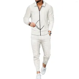 مسارات الرجال 2024 سراويل وضعت الأكمام الطويلة بولو الأزياء غير الرسمية Cardigan Sports Traje Para Hombres