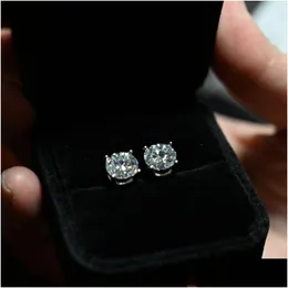 2 Karat Real Moissanite Stone Earrings For Ladies 925 Sterling Sier Wedding Engagement Anniversary Gift With Jewelry Box Drop Deliver Dhac0