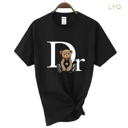 Lyx varumärke söta björntryck kvinnor t-shirt män t-shirt sommar grafisk mode kvinnlig t skjortor kvinna kläder gratis frakt