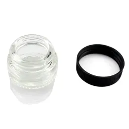 wholesale Food Grade Non-Stick 5ml Glass Jar Tempered Glass Container Wax Dab Jar Dry Herb Container with Black Lid VS 6ml Glass Jar BJ