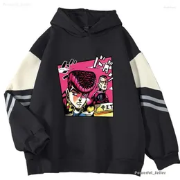 Moletons femininos Harajuku outono/inverno Jojos Bizzare Adventure Anime estampado com capuz de lã casual suéter estético masculino/feminino pulôver solto Ess 4295