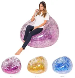 Fashionnew inflatable sequins sofa chair pvc air paillette mattress inflatable water pool floats beach chair lounge adult kids to3219459