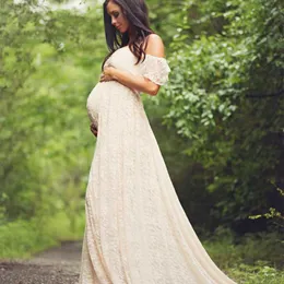 Sukienka Talleing Photography Photography Rekwizyty ciążowe Ubrania fotograficzne do sesji zdjęciowej w ciąży sukienka koronkowa maxi suknia Y0118